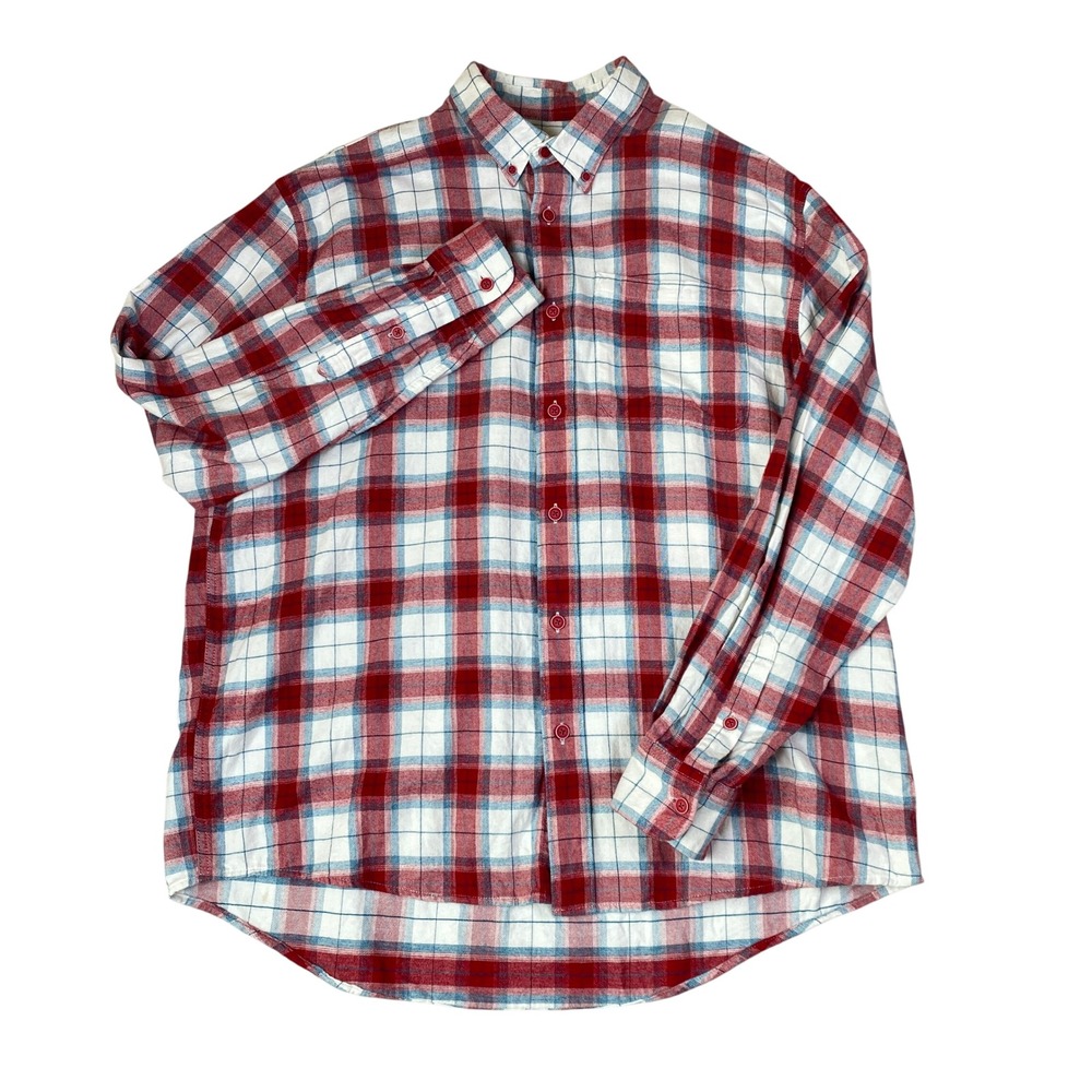 Cabela's Flannel Shirt Men XL Red Plaid Button Down Long Sleeve Work Outdoor